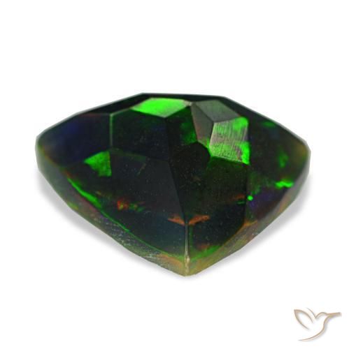 1.40캐럿 천연 멀티컬러 블랙 오팔, 트릴리언, 9.8×9.4 mm, 불투명체