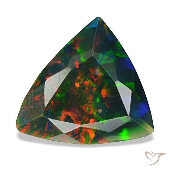 1.53ct 멀티컬러 블랙 오팔, 트릴리언, 불투명체