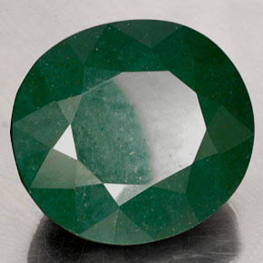 90.45캐럿 천연 딥 그린 블러드스톤, 타원형 컷, 29.7×26.9 mm, 불투명체