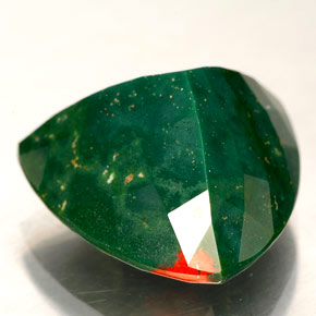 12.83캐럿 천연 점박이 그린 블러드스톤, 트릴리언, 16.6×16.2 mm, 불투명체