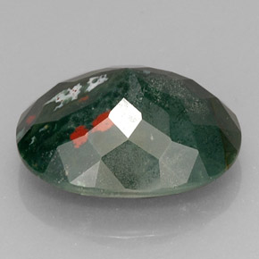 16.97캐럿 천연 점박이 그린 블러드스톤, 타원형 컷, 19.9×15.8 mm, 불투명체