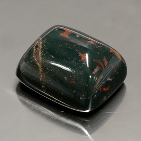26.05캐럿 천연 점박이 그린 블러드스톤, 쿠션 컷, 18.7×15.8 mm, 불투명체