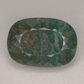 20.24캐럿 천연 점박이 그린 블러드스톤, 쿠션 컷, 21.3×15.1 mm, 불투명체