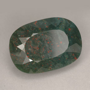 20.24캐럿 천연 점박이 그린 블러드스톤, 쿠션 컷, 21.3×15.1 mm, 불투명체