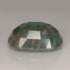20.24캐럿 천연 점박이 그린 블러드스톤, 쿠션 컷, 21.3×15.1 mm, 불투명체