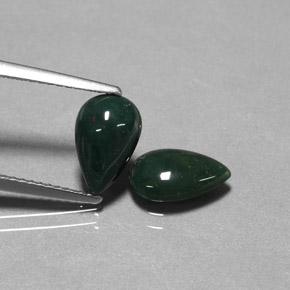 캐럿 천연 점박이 그린 블러드스톤 보석, 배 모양, 9.8×6.2 mm, 불투명체