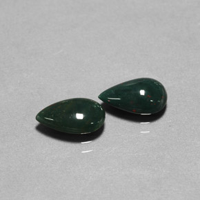 캐럿 천연 점박이 그린 블러드스톤 보석, 배 모양, 9.8×6.2 mm, 불투명체