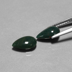 캐럿 천연 점박이 그린 블러드스톤 보석, 배 모양, 9.8×6.2 mm, 불투명체