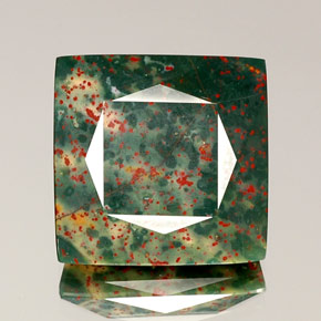 21.53캐럿 천연 점박이 그린 블러드스톤, 스퀘어, 16.8×16.5 mm, 불투명체