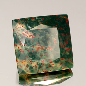21.53캐럿 천연 점박이 그린 블러드스톤, 스퀘어, 16.8×16.5 mm, 불투명체