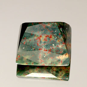 21.53캐럿 천연 점박이 그린 블러드스톤, 스퀘어, 16.8×16.5 mm, 불투명체