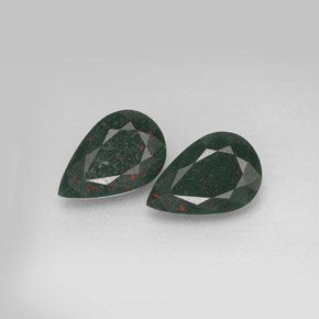 캐럿 천연 점박이 그린 블러드스톤 보석, 배 모양, 11.1×7.3 mm, 불투명체