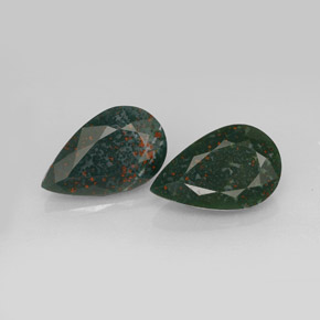 캐럿 천연 점박이 그린 블러드스톤 보석, 배 모양, 12.7×7.8 mm, 불투명체