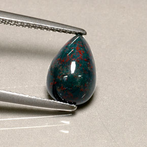 1.90캐럿 천연 더럽혀진 녹색 혈석, 배 모양, 불투명체