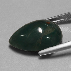 11.41캐럿 천연 점박이 그린 블러드스톤, 배 모양, 17.9×13 mm, 불투명체