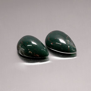 캐럿 천연 점박이 그린 블러드스톤 보석, 배 모양, 8.7×5.8 mm, 불투명체