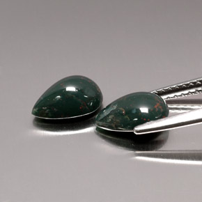 캐럿 천연 점박이 그린 블러드스톤 보석, 배 모양, 8.7×5.8 mm, 불투명체