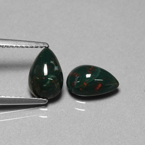 캐럿 천연 점박이 그린 블러드스톤 보석, 배 모양, 9.1×6.1 mm, 불투명체