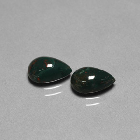 캐럿 천연 점박이 그린 블러드스톤 보석, 배 모양, 9.1×6.1 mm, 불투명체