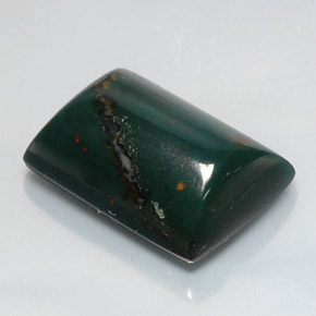 17.26캐럿 천연 점박이 그린 블러드스톤, 바게트, 19.5×13.8 mm, 불투명체