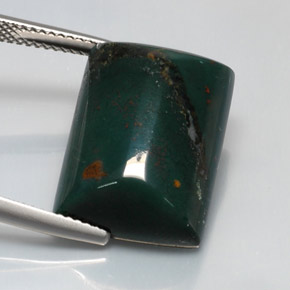 17.26캐럿 천연 점박이 그린 블러드스톤, 바게트, 19.5×13.8 mm, 불투명체