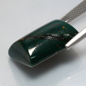 17.26캐럿 천연 점박이 그린 블러드스톤, 바게트, 19.5×13.8 mm, 불투명체