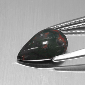 1.51캐럿 천연 더럽혀진 녹색 혈석, 배 모양, 불투명체