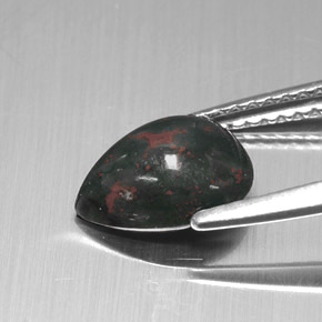 1.42캐럿 천연 더럽혀진 녹색 혈석, 배 모양, 불투명체