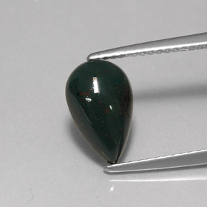 1.66캐럿 천연 점박이 그린 블러드스톤, 배 모양, 11×7 mm, 불투명체