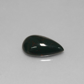 1.66캐럿 천연 점박이 그린 블러드스톤, 배 모양, 11×7 mm, 불투명체