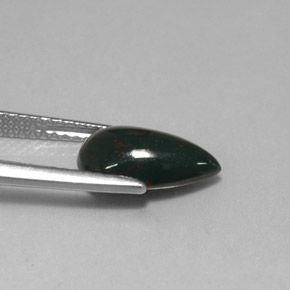 1.66캐럿 천연 점박이 그린 블러드스톤, 배 모양, 11×7 mm, 불투명체