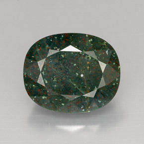15.97캐럿 천연 점박이 그린 블러드스톤, 타원형 컷, 18×14.9 mm, 불투명체
