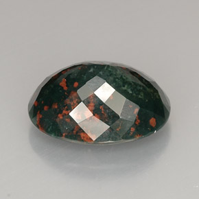 19.37캐럿 천연 점박이 그린 블러드스톤, 타원형 컷, 20.5×15.5 mm, 불투명체