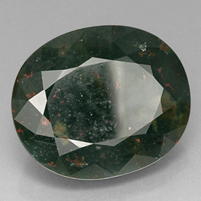 24.04캐럿 천연 점박이 그린 블러드스톤, 타원형 컷, 21.3×17.9 mm, 불투명체