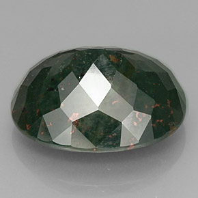 24.04캐럿 천연 점박이 그린 블러드스톤, 타원형 컷, 21.3×17.9 mm, 불투명체
