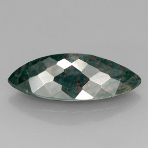 12.01캐럿 천연 점박이 그린 블러드스톤, 마퀴즈, 25.9×10.5 mm, 불투명체