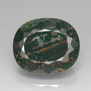 76.20캐럿 천연 점박이 그린 블러드스톤, 타원형 컷, 29.6×25 mm, 불투명체