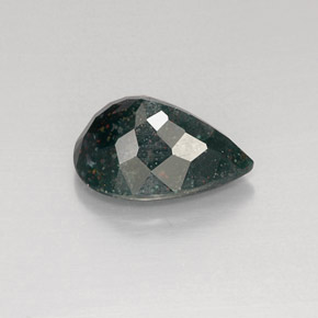 6.96캐럿 천연 점박이 그린 블러드스톤, 배 모양, 15.7×11.3 mm, 불투명체