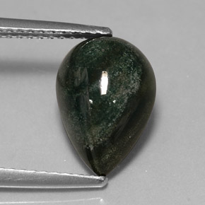 2.71캐럿 천연 점박이 그린 블러드스톤, 배 모양, 11.9×8 mm, 불투명체