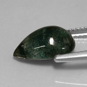 2.71캐럿 천연 점박이 그린 블러드스톤, 배 모양, 11.9×8 mm, 불투명체