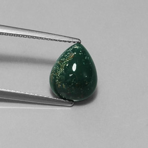 2.88캐럿 천연 점박이 그린 블러드스톤, 배 모양, 10.9×8.7 mm, 불투명체
