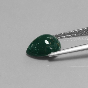 2.88캐럿 천연 점박이 그린 블러드스톤, 배 모양, 10.9×8.7 mm, 불투명체