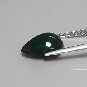 6.05캐럿 천연 점박이 그린 블러드스톤, 배 모양, 15×11.3 mm, 불투명체
