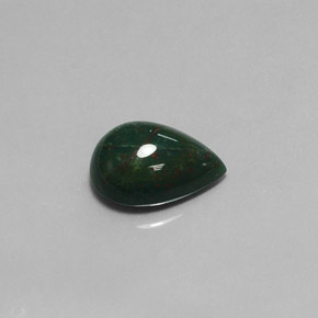 5.86캐럿 천연 점박이 그린 블러드스톤, 배 모양, 14.5×10.8 mm, 불투명체