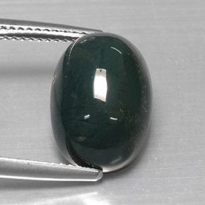7.81캐럿 천연 점박이 그린 블러드스톤, 타원형 컷, 14.5×10.2 mm, 불투명체