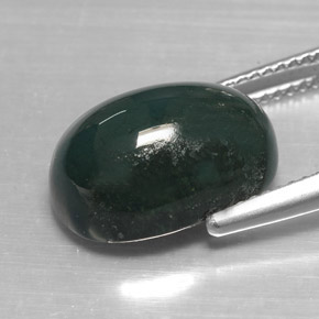 7.81캐럿 천연 점박이 그린 블러드스톤, 타원형 컷, 14.5×10.2 mm, 불투명체