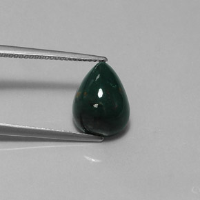 4.59캐럿 천연 점박이 그린 블러드스톤, 배 모양, 12.9×9.7 mm, 불투명체