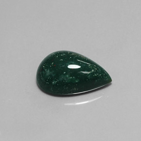 9.87캐럿 천연 점박이 그린 블러드스톤, 배 모양, 18.4×12.3 mm, 불투명체