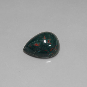 15.43캐럿 천연 점박이 그린 블러드스톤, 배 모양, 18.7×15 mm, 불투명체