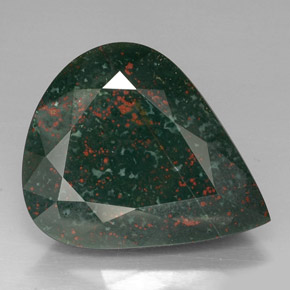 39.03캐럿 천연 점박이 그린 블러드스톤, 배 모양, 27.4×23 mm, 불투명체